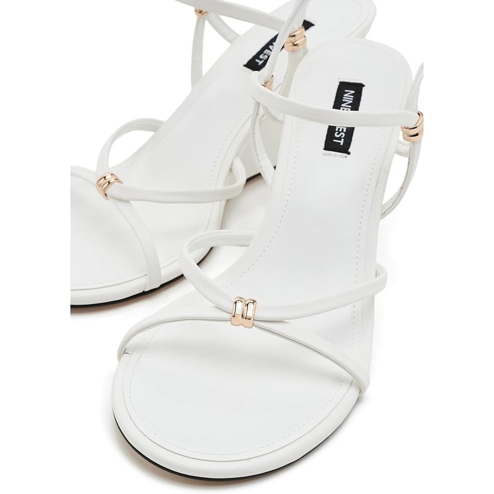 Nine West Wedge Sandals Women 6M WNDEVVA3 White Strappy Dressy NWOB